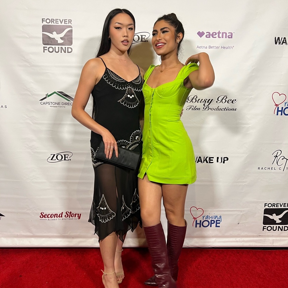 Miaou Neon Green Cap Sleeve Mini Dress